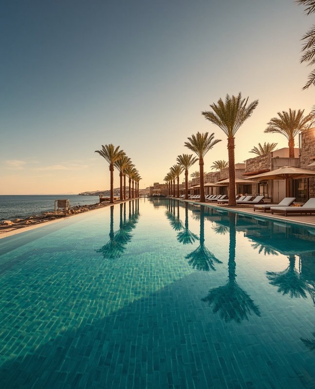 Poolside landscape